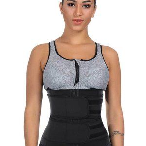 NEW  Black Size 5XL Compression Double Velcro Strap  Zipper Latex Waist Trainer